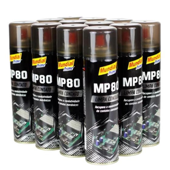Imagem de Spray Limpa Contato Mundial Prime MP80 300ml Kit com 12 Unidades Recupera a condutividade