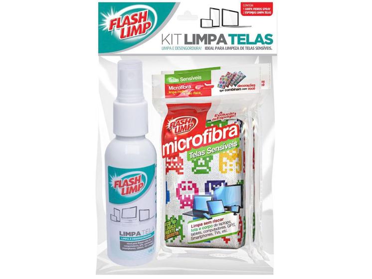Imagem de Spray Limpa Tela com Esponjas 7x12cm Flashlimp - Sensíveis 120ml