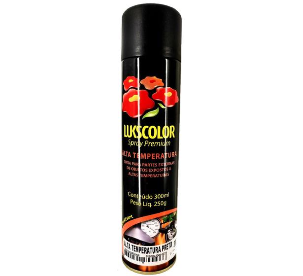 Imagem de Spray Lukscolor Alta Temperatura Preto Escapamento Moto