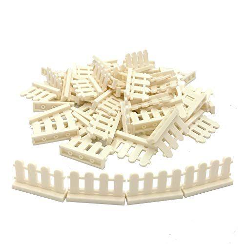 Imagem de SPRITE WORLD Building Block Acessórios para brinquedos 1 x 4 x 2 Cercas brancas de piquete, a granel - 50 peças por pacote (branco)