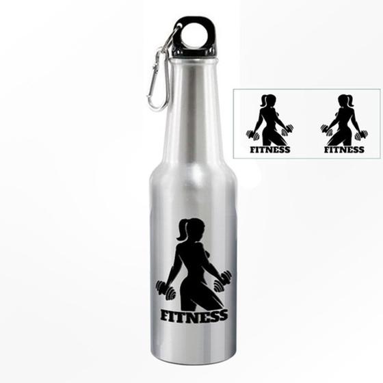 Imagem de Squeeze De Alumínio Prata Long Neck 500ml Fitness Mulher