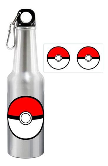 Imagem de Squeeze De Alumínio Prata Long Neck 500ml Pokebola Pokemon