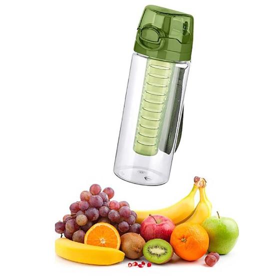 Imagem de Squeeze Garrafa 700Ml Com Iserção De Frutas E Gelo Verde