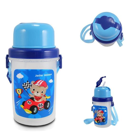 Imagem de Squeeze Infantil 450Ml Garrafa Água Passeio Canudo Urso