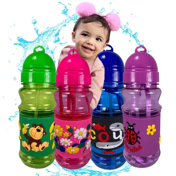 Imagem de Squeeze Infantil Garafinha Agua Plástico Bico Silicone 420ml