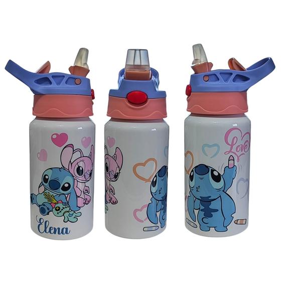 Imagem de Squeeze  Stitch Volta ás Aulas Bico Silicone Infantil 500ml Com Nome