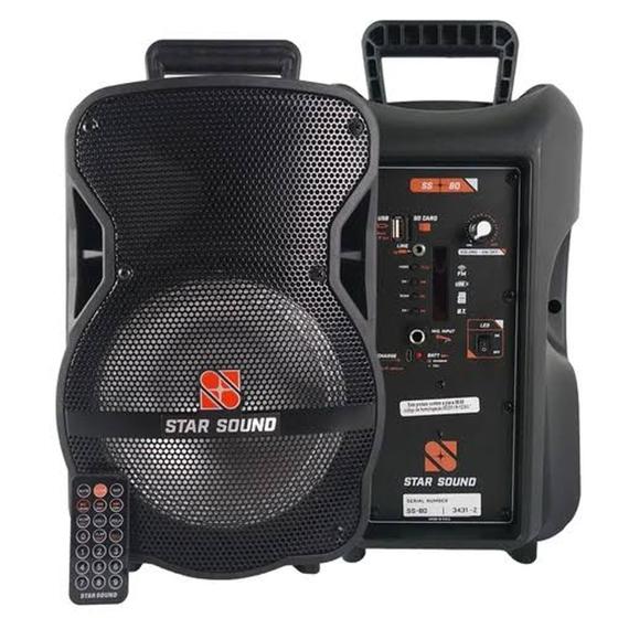 Imagem de SS80 Star Sound - Caixa Ativa 8" Com Bateria Com Bluetooth Fm/Sd/Usb - Staner SS 80