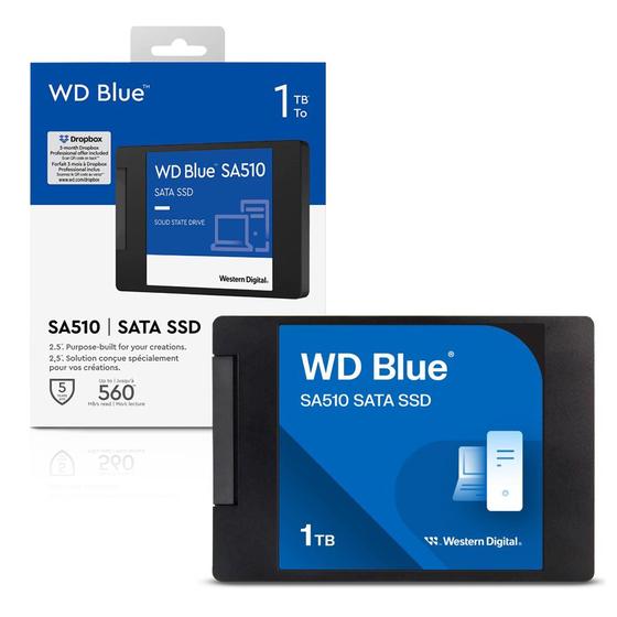 Imagem de Ssd 1Tb 2.5 Sata 3 560mb/s Leit - 520mb/s Grav WD Blue SA510 WDS100T3B0A Western Digital