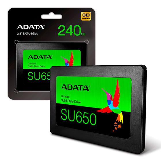 SSD 240GB Adata Ultimate SU650, SATA 6GB/s, Leitura 520MB/s, Gravação 450MB/s - ASU650SS-240GT-R Menor preço em SSD 240GB Adata Ultimate SU650, SATA 6GB/s, Leitura 520MB/s, Gravação 450MB/s - ASU650SS-240GT-R