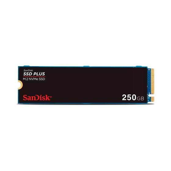 Imagem de SSD 250GB SanDisk Plus NVMe, M.2, PCle, Gen3,  Leitura 3.000 e Gravação acima de 3.000 - SDSSDA3N-250G-G26