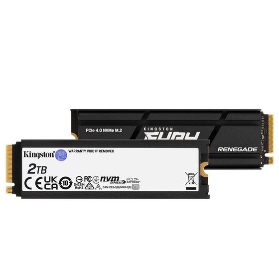 Imagem de SSD 2TB Kingston Fury Renegade com Dissipador, PCIe 4.0 NVMe M.2, Gen4x4, Leitura: 7300MB/s e Gravação: 7000MB/s, Preto, compatível com o PlayStati...