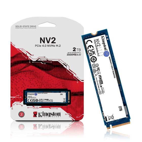 Ssd 2tb M.2 NVMe PCIe 4 3500mb/s Leit - 2800mb/s Grav NV2 SNV2S/2000G Kingston Menor preço em Ssd 2tb M.2 NVMe PCIe 4 3500mb/s Leit - 2800mb/s Grav NV2 SNV2S/2000G Kingston