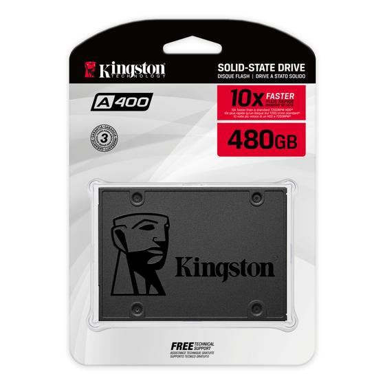 Imagem de SSD 480 GB Kingston A400, SATA, Leitura: 500MB/s e Gravação: 450MB/s - SA400S37/480G