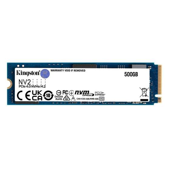 Imagem de SSD 500 GB Kingston NV2, M.2 2280 PCIe, NVMe, Leitura: 3500 MB/s e Gravação: 2100 MB/s - SNV2S/500G