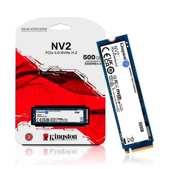 Ssd 500gb M.2 NVMe PCIe 4 3500mb/s Leit - 2100mb/s Grav NV2 SNV2S/500G Kingston Menor preço em Ssd 500gb M.2 NVMe PCIe 4 3500mb/s Leit - 2100mb/s Grav NV2 SNV2S/500G Kingston