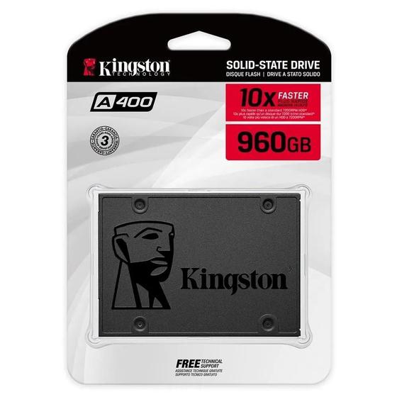 Imagem de SSD 960 GB Kingston A400, SATA, Leitura: 500MB/s e Gravação: 450MB/s - SA400S37/960G