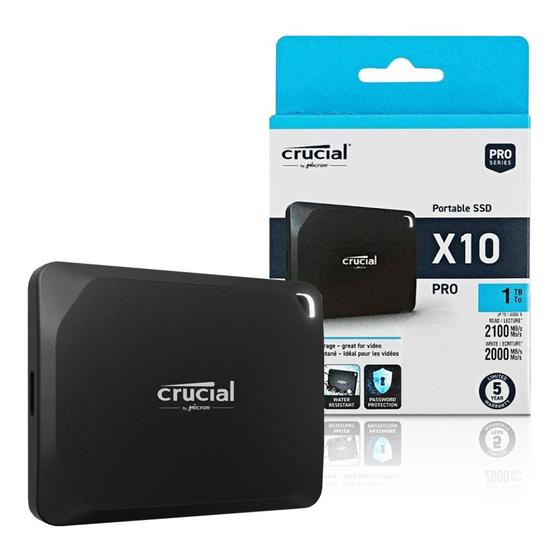 Ssd Externo 1tb USB C 3.2 2100mb/s Leit X10 Pro Series CT1000X10PROSSD9 Crucial Menor preço em Ssd Externo 1tb USB C 3.2 2100mb/s Leit X10 Pro Series CT1000X10PROSSD9 Crucial