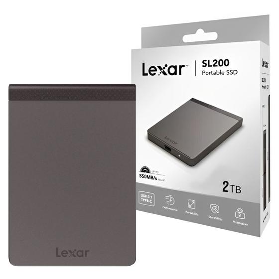 Imagem de Ssd Externo 2tb USB C 3.1 550mb/s Leit 400mb/s Grav SL200 LSL200X002T-RNNNU Lexar