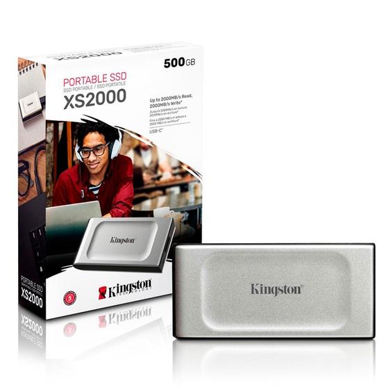 Imagem de Ssd Externo 500gb USB C 3.2 2000mb/s Leit C/ Cp borracha SXS2000/500G Kingston