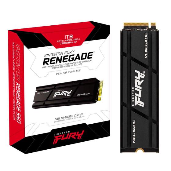Imagem de SSD Gamer Kingston Fury Renegade, 1TB, M.2 2280, PCIe 4.0 NVMe, 7300MB/s - 6000MB/s - SFYRSK/1000G