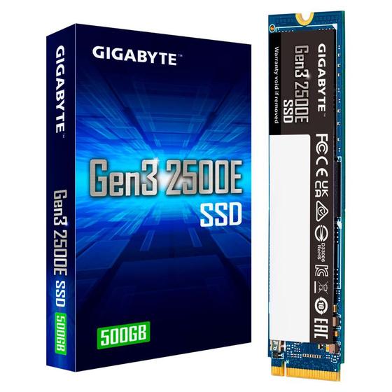 Imagem de Ssd gigabyte gen3 2500e 500gb, m.2 2280, pcie nvme, leitura 2300 mb/s, gravacao 1500 mb/s - g325e500g