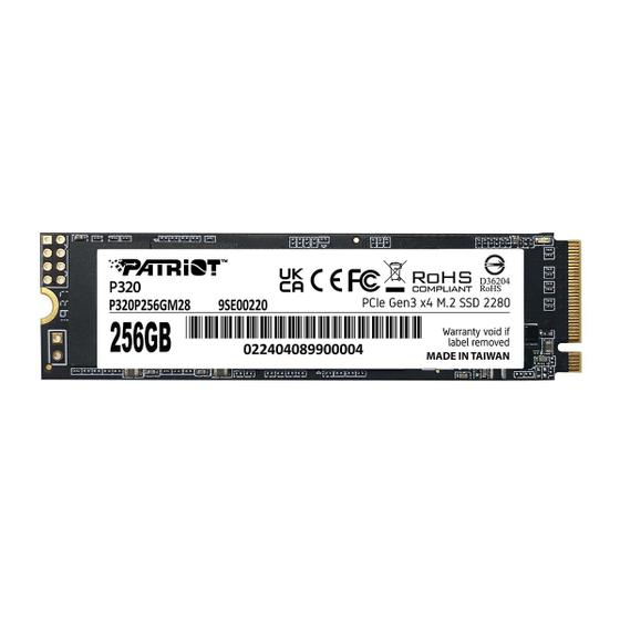 Imagem de SSD Interno Patriot P320 256GB NVMe PCIe Gen 3x4 M.2