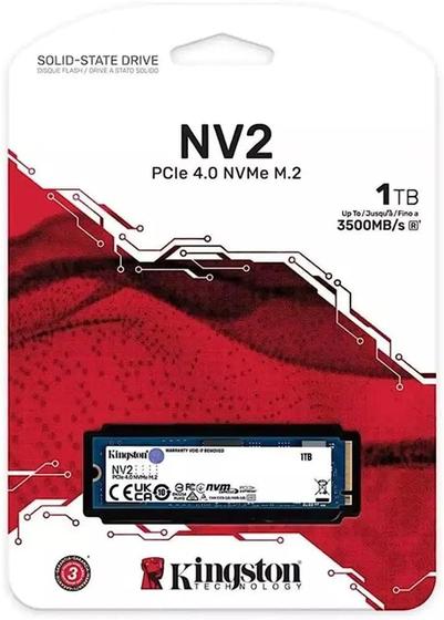 Ssd Kingston 1Tb M.2 2280 Nvme Nv2 - Snv2s/1000gb Menor preço em Ssd Kingston 1Tb M.2 2280 Nvme Nv2 - Snv2s/1000gb