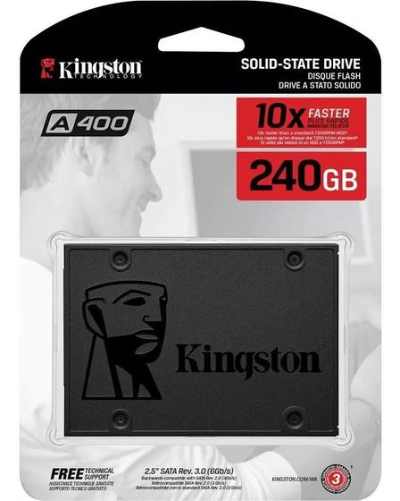 Imagem de Ssd Kingston 240Gb - 500Mb/S Para Leitura E 350Mb/S Sa400S37