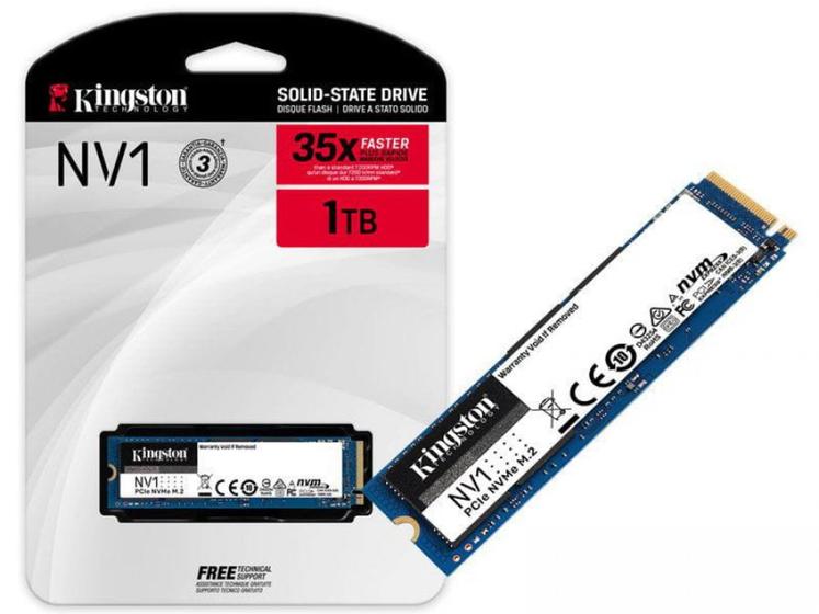 SSD Kingston NV1 1TB, M.2 2280 NVMe, Leitura: 2100MB/s e Gravação: 1700MB/s - SNVS/1000G Menor preço em SSD Kingston NV1 1TB, M.2 2280 NVMe, Leitura: 2100MB/s e Gravação: 1700MB/s - SNVS/1000G