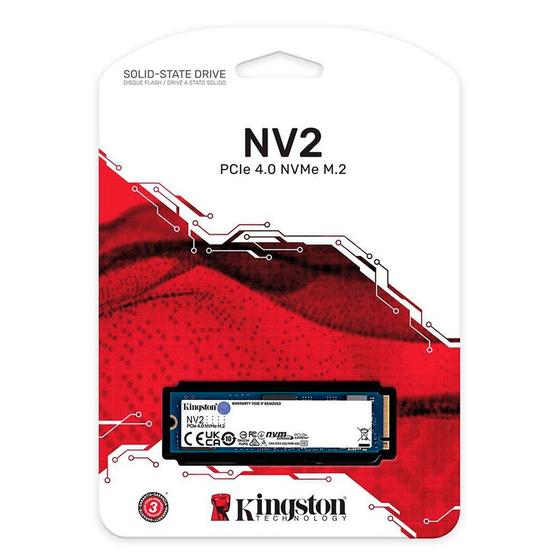 Imagem de SSD Kingston NV2, 4TB, M.2 Nvme, Leitura 3500MB/s, Gravacao 2800MB/s, SNV2S/4000G