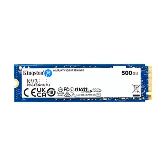 SSD Kingston NV3, 500 GB, M.2 2280, PCIe 4.0 x4, NVMe, Leitura: 5000 MB/s, Gravação: 3000 MB/s, Azul - SNV3S/500G Imagem de SSD Kingston NV3, 500 GB, M.2 2280, PCIe 4.0 x4, NVMe, Leitura: 5000 MB/s, Gravação: 3000 MB/s, Azul - SNV3S/500G