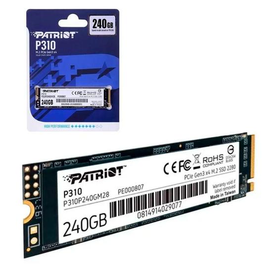 Imagem de Ssd M.2 Nvme Pcie 240Gb Patriot P310 1700/1000 Mb/S