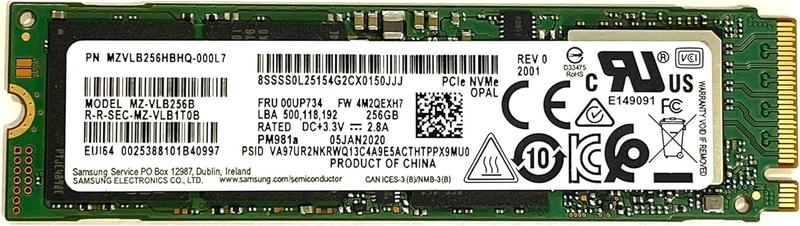 Imagem de Ssd m2 256gb samsung nvme pci-e gen3x4 - pm981 mzvlb256hbhq