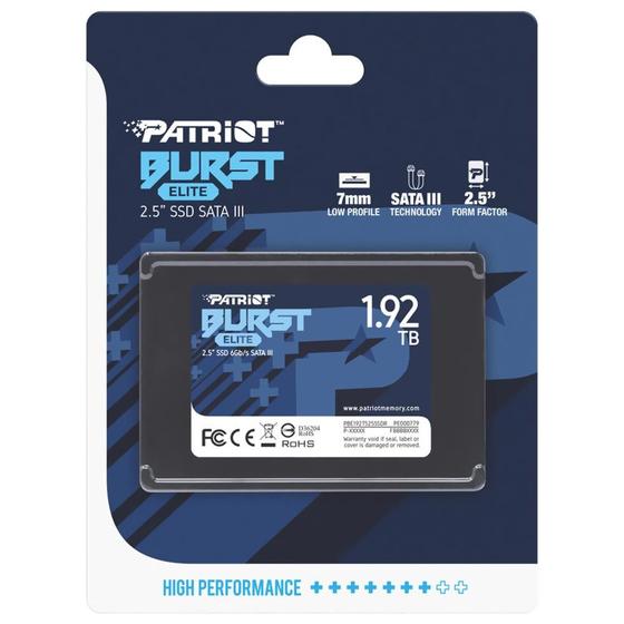 Imagem de SSD Patriot Burst Elite, 1.92TB, 2.5", SATA 3, Leitura 450MB/s, Gravacao 320MB/s, PBE192TS25SSDR