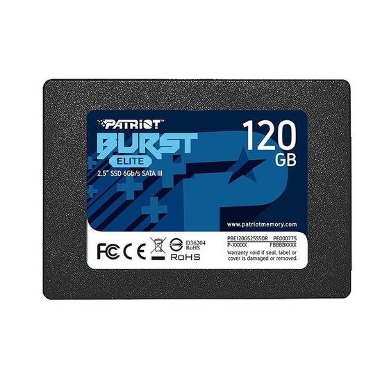 Imagem de SSD Patriot Burst Elite, 2.5", SATA III, 120GB, Leitura: 450MB/s e Gravação: 320MB/s, Preto