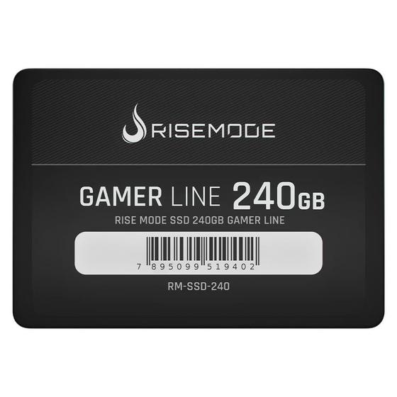 SSD Rise Mode Gamer Line, 240GB, SATA III, Leitura: 530MB/s, Gravação: 520MB/s, Preto - RM-SSD-240 Imagem de SSD Rise Mode Gamer Line, 240GB, SATA III, Leitura: 530MB/s, Gravação: 520MB/s, Preto - RM-SSD-240