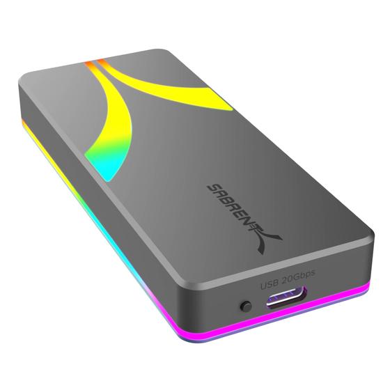 Imagem de SSD Sabrent Rocket RGB USB-C - 20Gbps M.2 SATA/NVMe