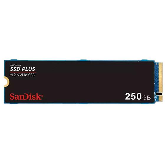 Imagem de SSD SanDisk Plus 250GB NVMe M.2 2280 PCIe 3.0 2500 MB/s e 1500 MB/s - SDSSDA3N-250G-G26