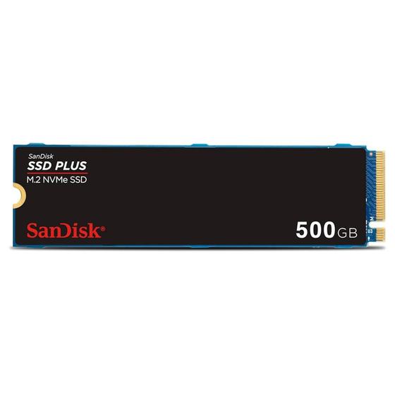 Imagem de SSD SanDisk Plus 500GB NVMe M.2 2280 PCIe 3.0 2500 MB/s e 1500 MB/s