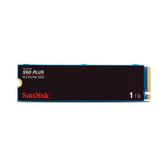 Imagem de SSD SanDisk Plus NVMe, 1TB, M.2, PCle, Gen3,  Leitura 3.200 e Gravação acima de 3.200, Preto - SDSSDA3N-1T00-G26