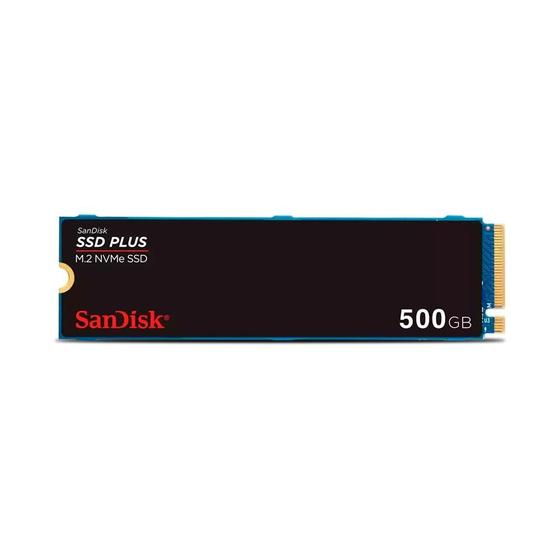 Imagem de SSD SanDisk Plus NVMe, 500GB, M.2, PCle, Gen3,  Leitura 2400MB/s e Gravação 2400MB/s, Preto - SDSSDA3N-500G-G26