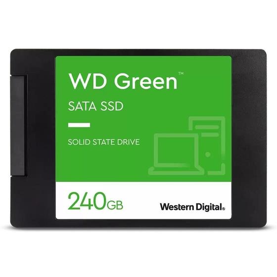 Imagem de SSD WD Green, SATA, 240GB, 2.5", Leitura: 545MB/s e Gravação: 430MB/s, Preto - WDS240G3G0A