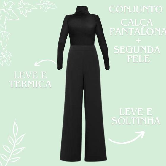 Imagem de Ssegunda pele e calça pantalona kit preto