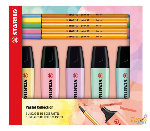 Imagem de Stabilo Kit Marcador Boss Pastel +  Point 88 Pastel - Com 10 itens