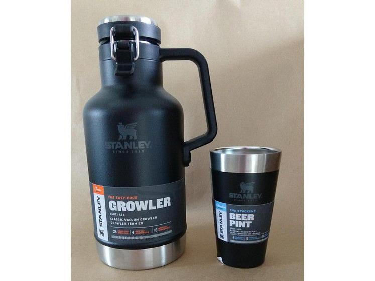 Imagem de Stanley garrafa growler térmico black + copo para cerveja térmica