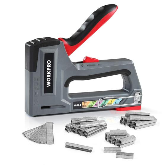 Imagem de Staple Gun WORKPRO 6 em 1 Manual Brad Nailer com 4000 grampos