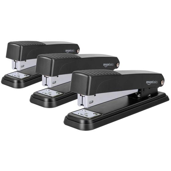 Imagem de Stapler Amazon Basics Full-Strip Metal Office, 20 folhas, pacote com 3