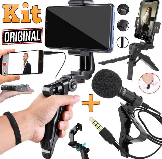 Imagem de Steadicam Tripé Estabilizador de Mão Suporte Celular Câmera Microfone de Lapela Profissional Gravação de Vídeo Youtuber