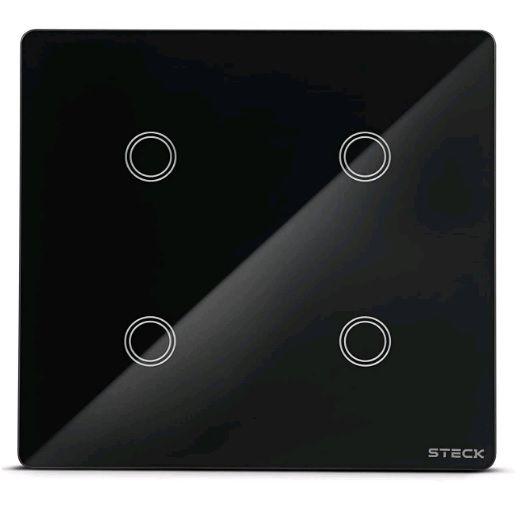Imagem de Steck Smarteck Interruptor Inteligente 4 Módulos 4x4 Touch Preto