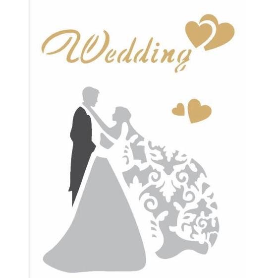 Imagem de Stencil 15X20 Simples  Casamento Wedding  OPA 2344